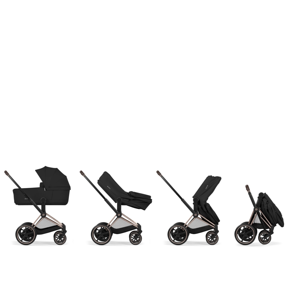 Universalus vežimėlis Cybex ePriam Comfort Matt Black 2in1, Sepia Black-Vaikiški vežimėliai, Universalūs vežimėliai-e-vaikas