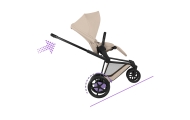 Universalus vežimėlis Cybex ePriam Comfort Matt Black 2in1, Cozy Beige-Vaikiški vežimėliai, Universalūs vežimėliai-e-vaikas