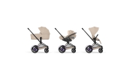 Universalus vežimėlis Cybex ePriam Comfort Matt Black 2in1, Cozy Beige-Vaikiški vežimėliai, Universalūs vežimėliai-e-vaikas