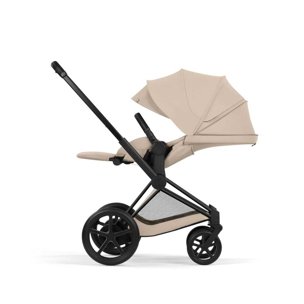 Universalus vežimėlis Cybex ePriam Comfort Matt Black 2in1, Cozy Beige-Vaikiški vežimėliai, Universalūs vežimėliai-e-vaikas