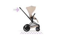 Universalus vežimėlis Cybex ePriam Comfort Matt Black 2in1, Cozy Beige-Vaikiški vežimėliai, Universalūs vežimėliai-e-vaikas