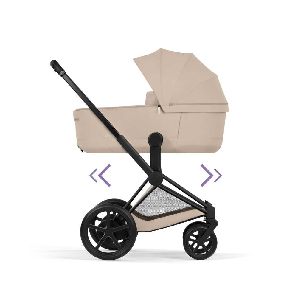 Universalus vežimėlis Cybex ePriam Comfort Matt Black 2in1, Cozy Beige-Vaikiški vežimėliai, Universalūs vežimėliai-e-vaikas