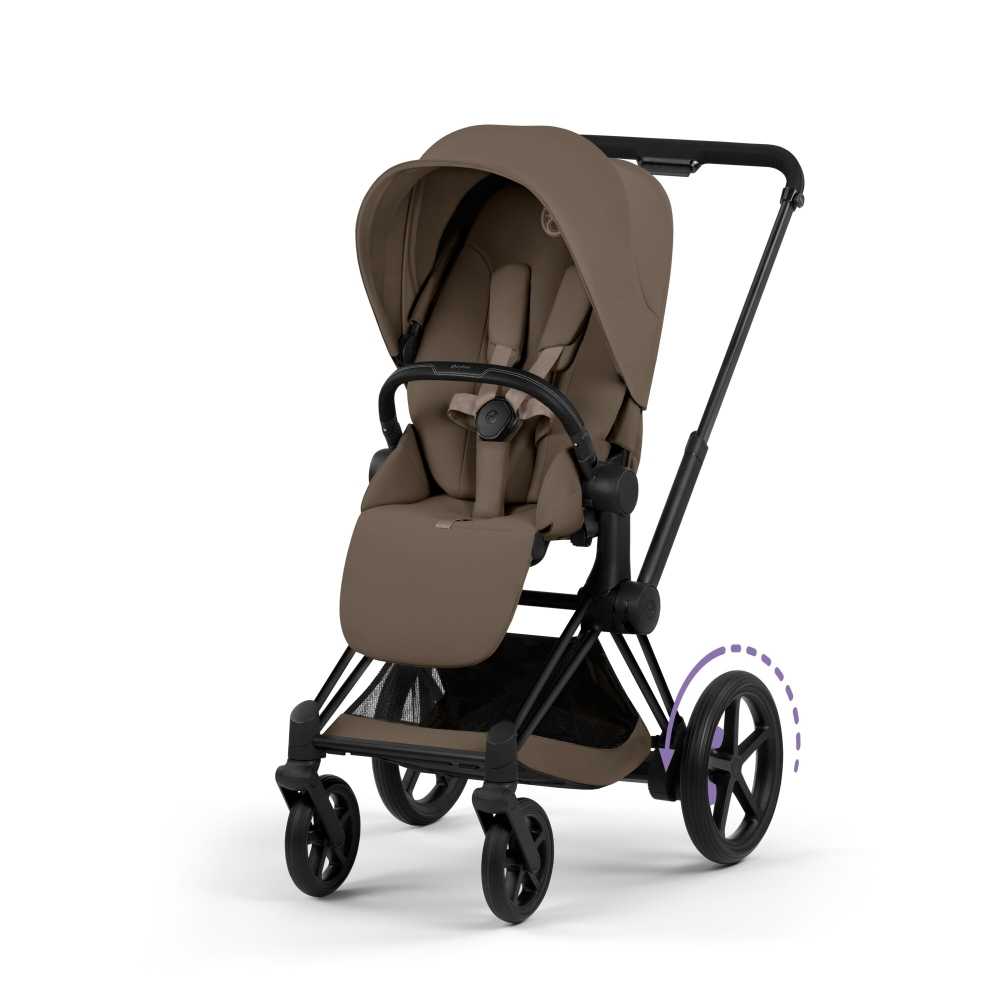 Universalus vežimėlis Cybex ePriam Comfort Matt Black 2in1, Coconut Brown-Vaikiški vežimėliai, Universalūs vežimėliai-e-vaikas