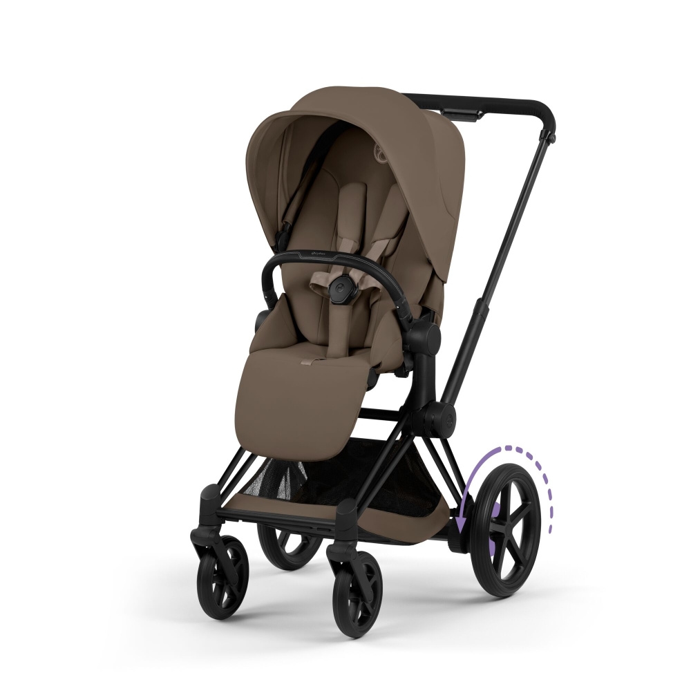 Universalus vežimėlis Cybex ePriam Comfort Matt Black 2in1, Coconut Brown-Vaikiški vežimėliai, Universalūs vežimėliai-e-vaikas