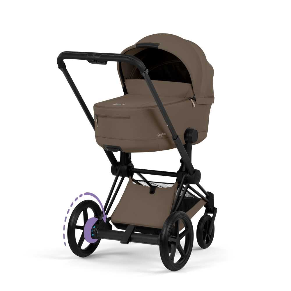 Universalus vežimėlis Cybex ePriam Comfort Matt Black 2in1, Coconut Brown-Vaikiški vežimėliai, Universalūs vežimėliai-e-vaikas