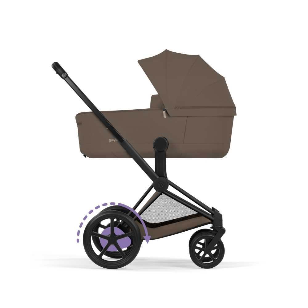Universalus vežimėlis Cybex ePriam Comfort Matt Black 2in1, Coconut Brown-Vaikiški vežimėliai, Universalūs vežimėliai-e-vaikas