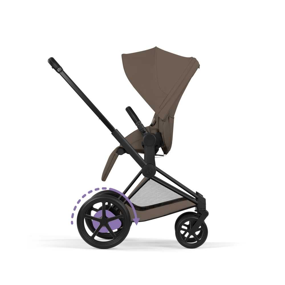 Universalus vežimėlis Cybex ePriam Comfort Matt Black 2in1, Coconut Brown-Vaikiški vežimėliai, Universalūs vežimėliai-e-vaikas