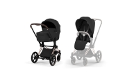 Universalus vežimėlis Cybex ePriam Comfort Rosegold 2in1, Sepia Black-Vaikiški vežimėliai, Universalūs vežimėliai-e-vaikas