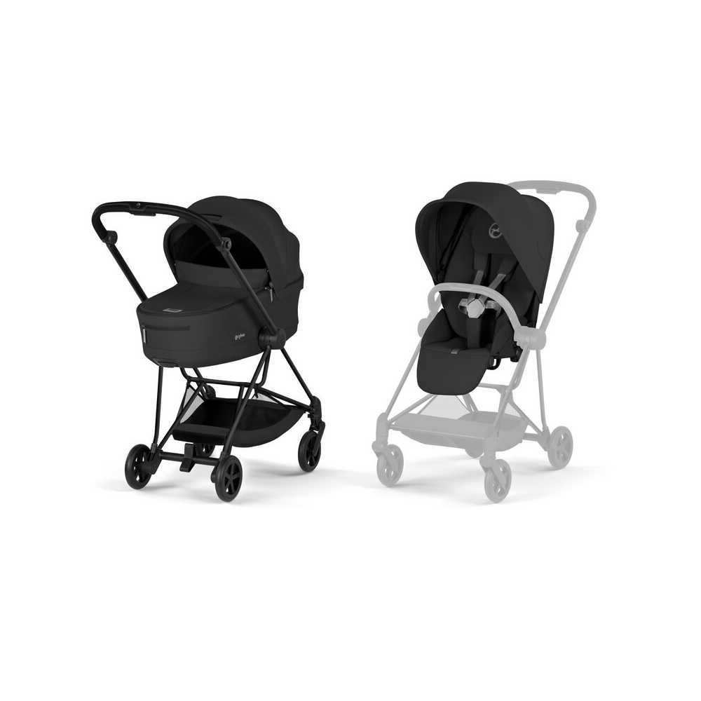 Universalus vežimėlis Cybex MIOS Comfort Matt Black 2in1, Sepia Black-Vaikiški vežimėliai, Universalūs vežimėliai-e-vaikas