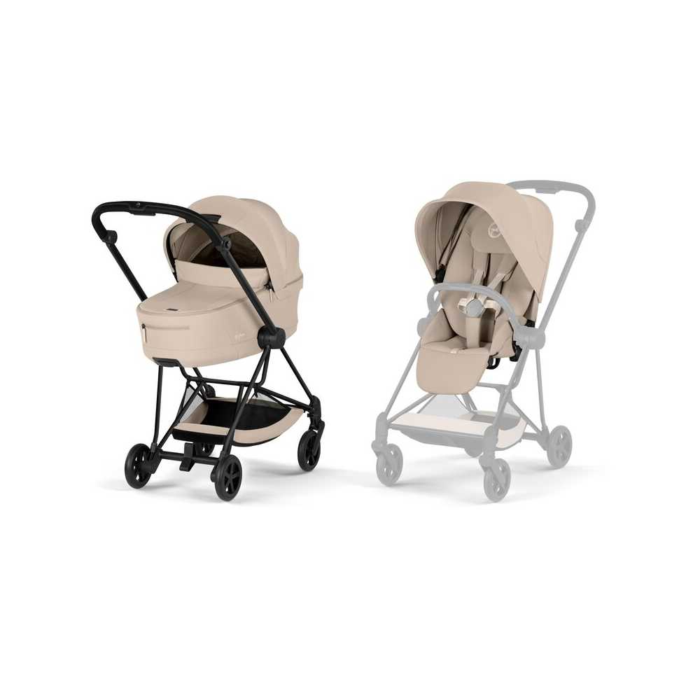 Universalus vežimėlis Cybex MIOS Comfort Matt Black 2in1, Cozy Beige-Vaikiški vežimėliai, Universalūs vežimėliai-e-vaikas