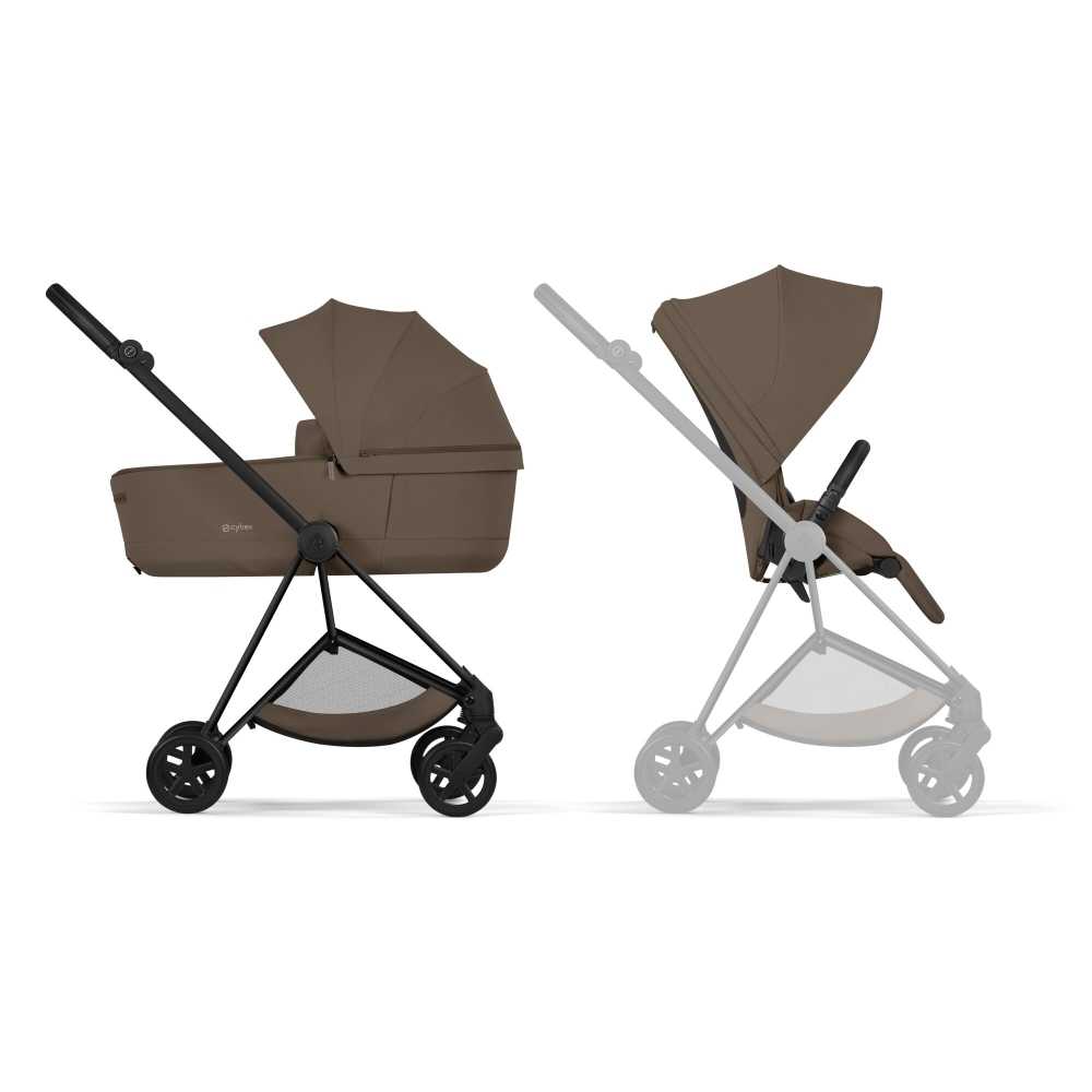 Universalus vežimėlis Cybex MIOS Comfort Matt Black 2in1, Coconut Brown-Vaikiški vežimėliai, Universalūs vežimėliai-e-vaikas