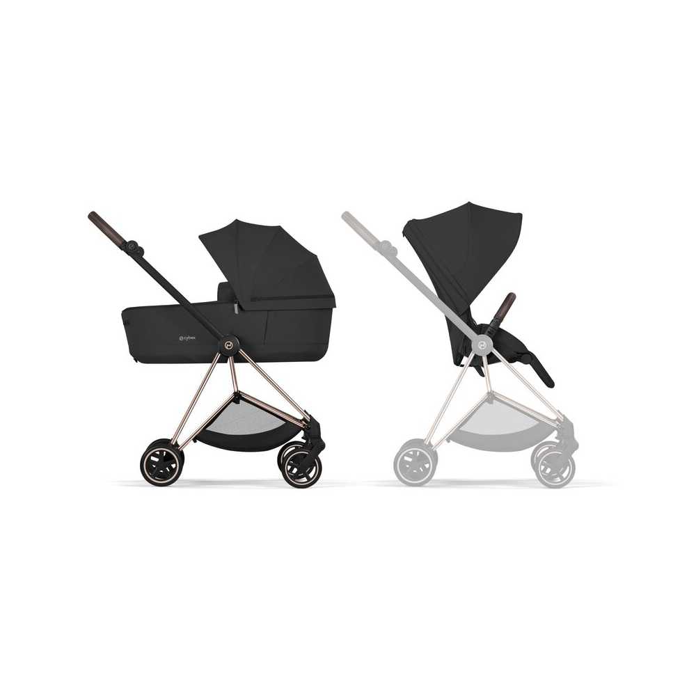 Universalus vežimėlis Cybex MIOS Comfort Rosegold 2in1, Sepia Black-Vaikiški vežimėliai, Universalūs vežimėliai-e-vaikas