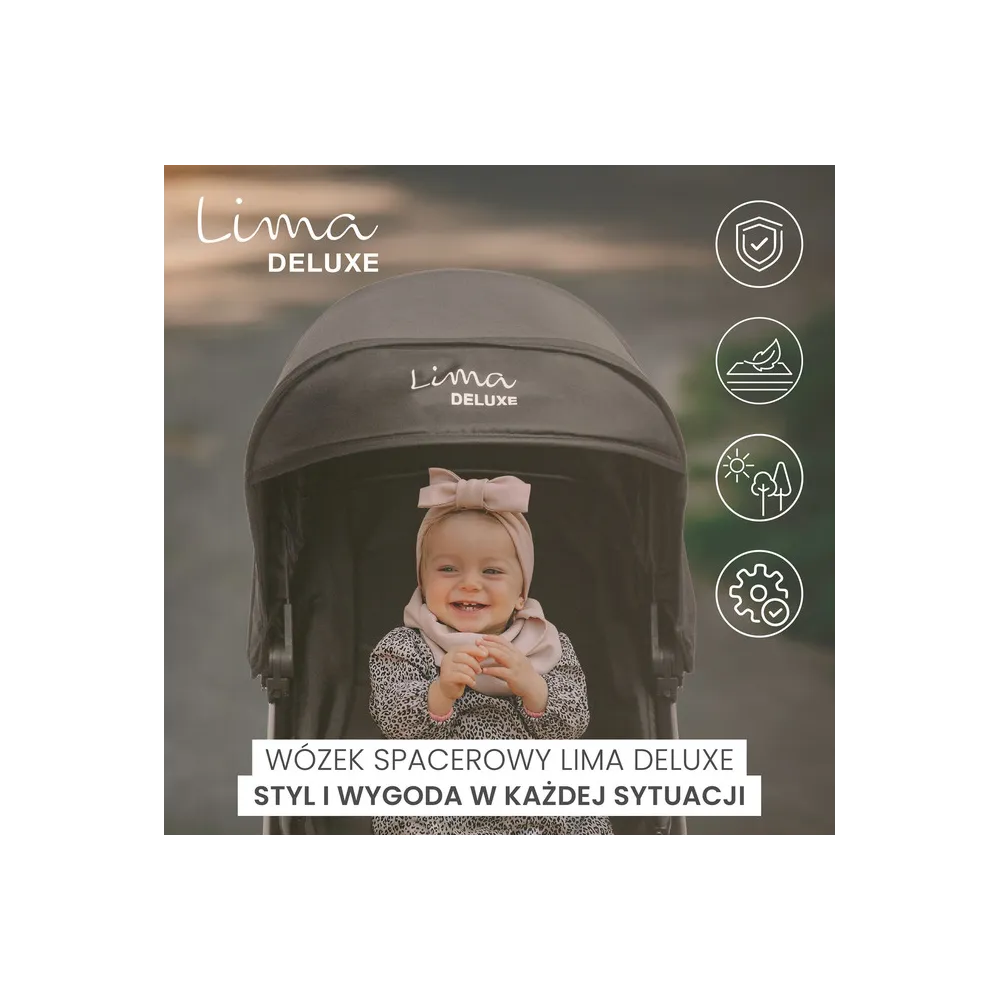 WÓZEK SPACEROWY LIMA DELUXE BLACK