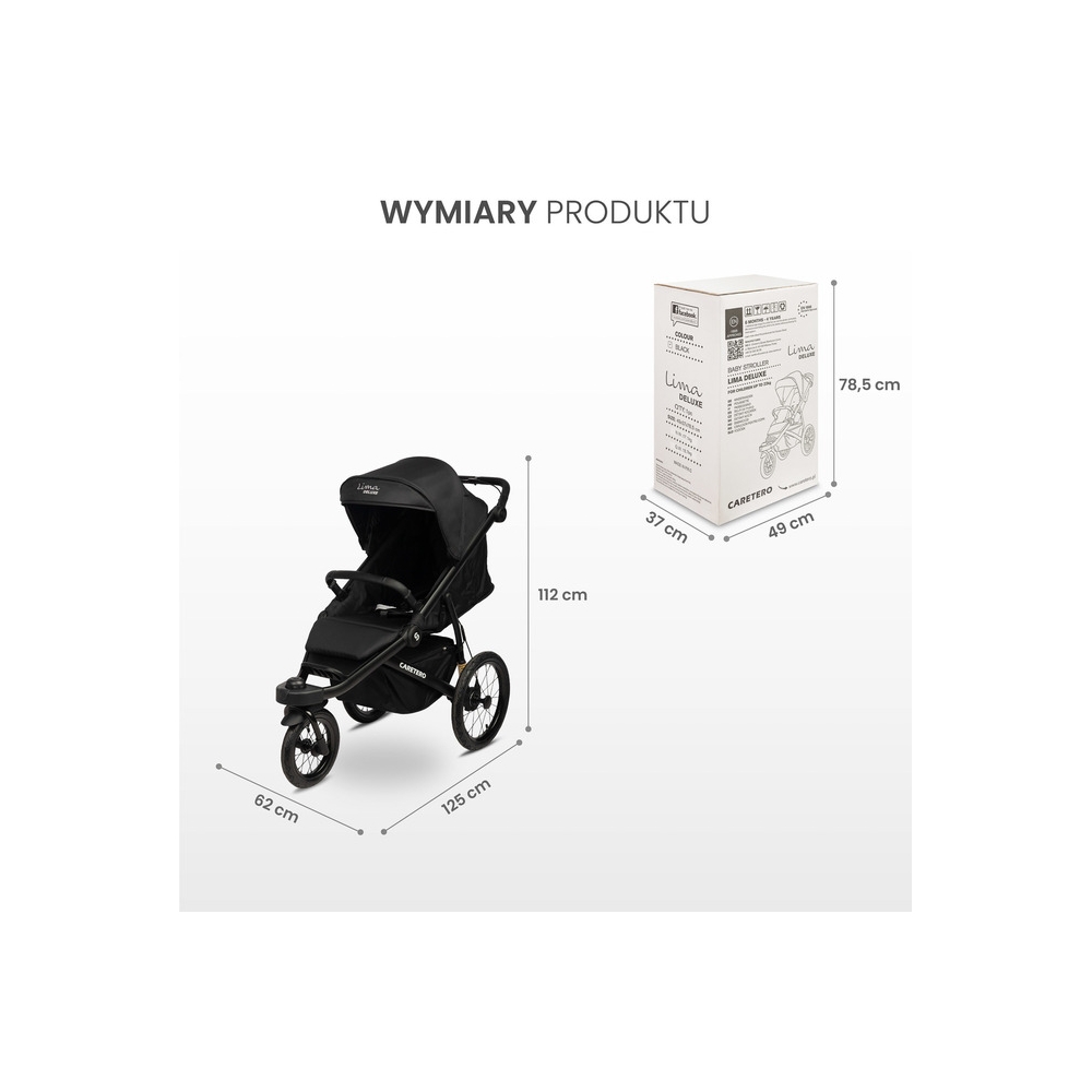 WÓZEK SPACEROWY LIMA DELUXE BLACK