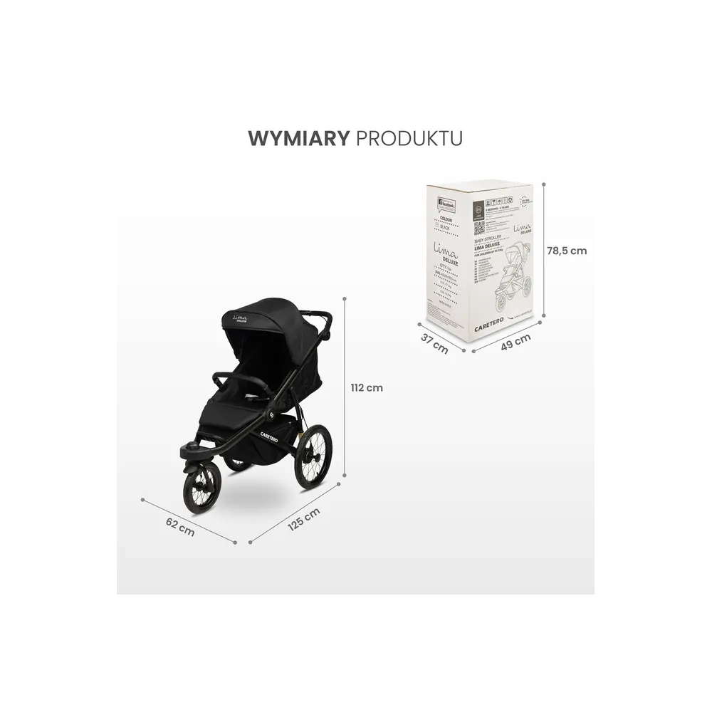 WÓZEK SPACEROWY LIMA DELUXE BLACK