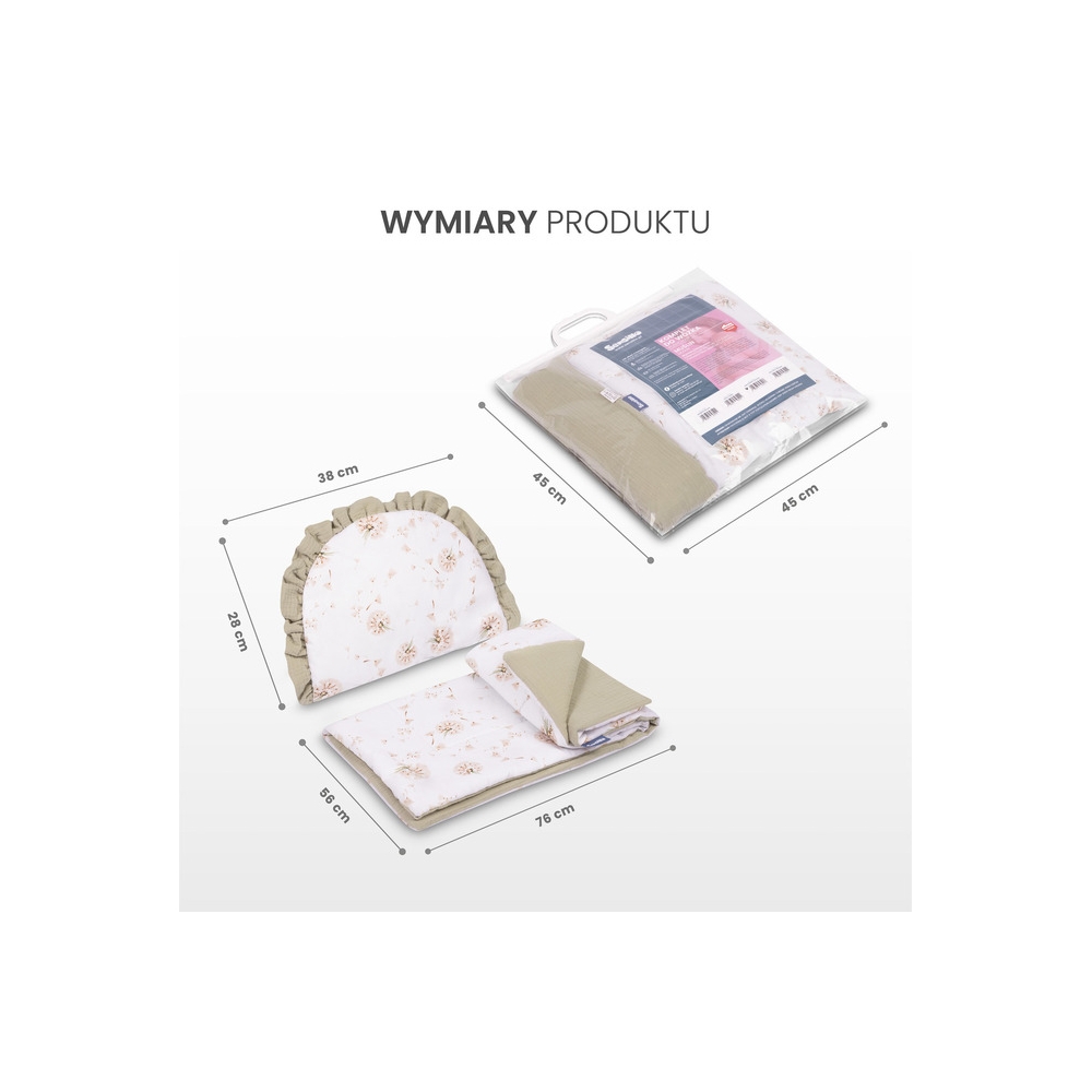 KOMPLET DO WÓZKA MUŚLIN TEDDY SZARY