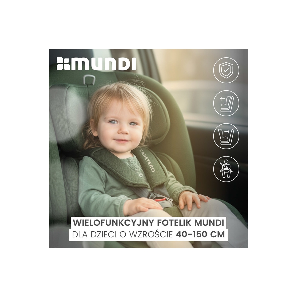 Automobilinė kėdutė MUNDI I-SIZE 40-150 cm, Green-Automobilinės kėdutės, 9-36 kg-e-vaikas