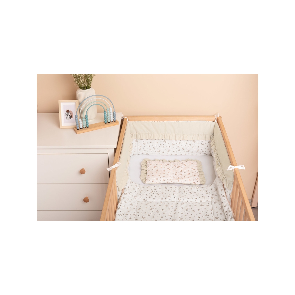 KOMPLEKTAS VAIKŲ LOVELĖIEMS IŠ MEDVILNĖS, ROSE BEIGE, 75X95, 25X35-Miegui, Patalynė vaikams ir kūdikiams, Pagalvės, antklodės-e-