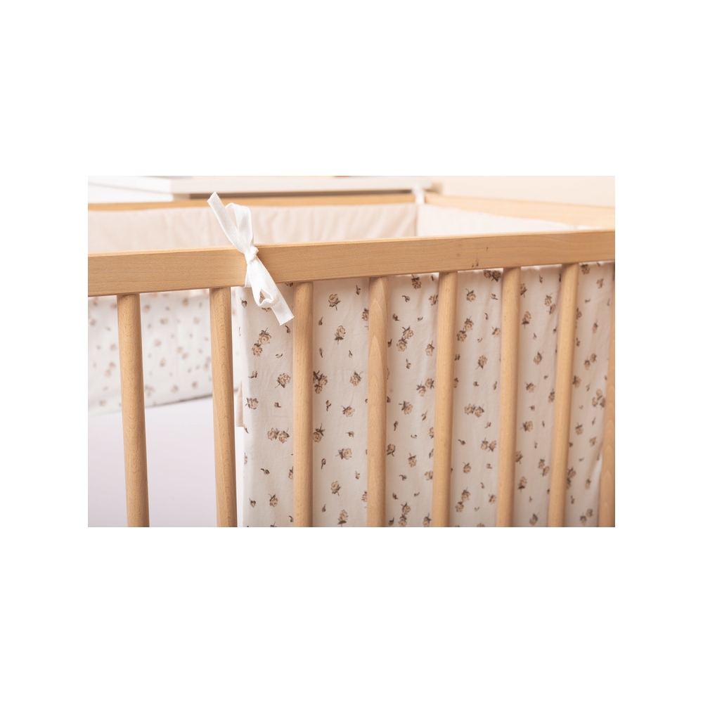 KŪDIKIO LOVELĖS APSAUGA IŠ MEDVILNĖS, ROSE BEIGE-Miegui, Patalynė vaikams ir kūdikiams, Lovytės apsaugos-e-vaikas