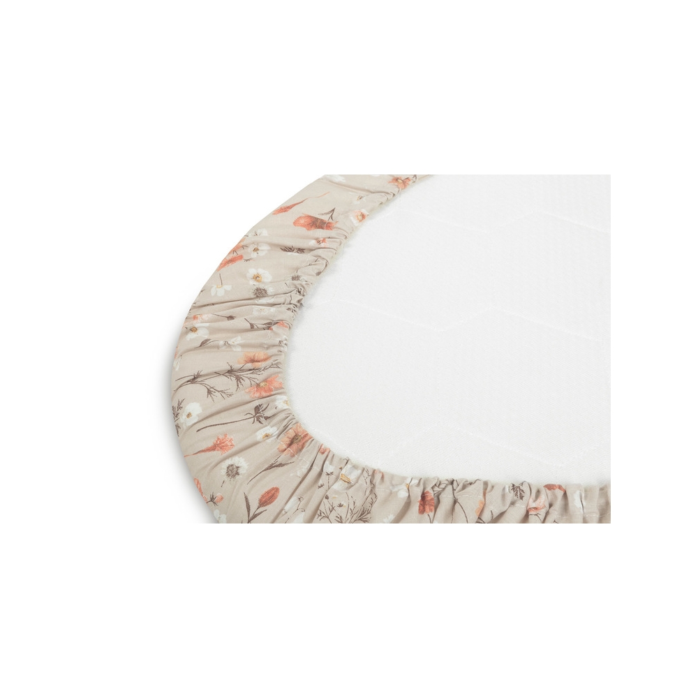 Medvilninė vežimėlio paklodė Sensillo 35x75, Bloom Beige-Miegui, Patalynė vaikams ir kūdikiams, Paklodės-e-vaikas