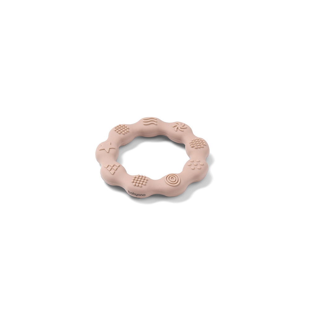 825/04 Silikoninis kramtukas „Ring“, smėlio spalvos-Žaislai, Kūdikiams, Barškučiai, kramtukai-e-vaikas