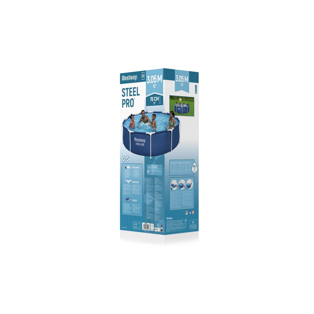 Basen Ogrodowy Stelażowy Z Pompą Niebieski 305 cm x 76 cm Bestway 56679