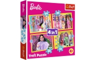 Puzzle - 4w1 (35, 48, 54, 70) - Wesoły świat Barbie - Trefl 34626