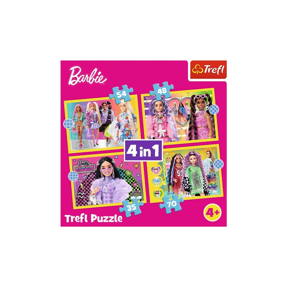 Dėlionė – 4 viename (35, 48, 54, 70) – Linksmasis Barbės pasaulis – Trefl 34626-Žaislai, Dėlionės, Dėlionės iki 500 detalių-e-va