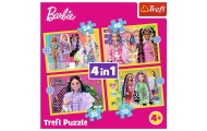 Puzzle - 4w1 (35, 48, 54, 70) - Wesoły świat Barbie - Trefl 34626
