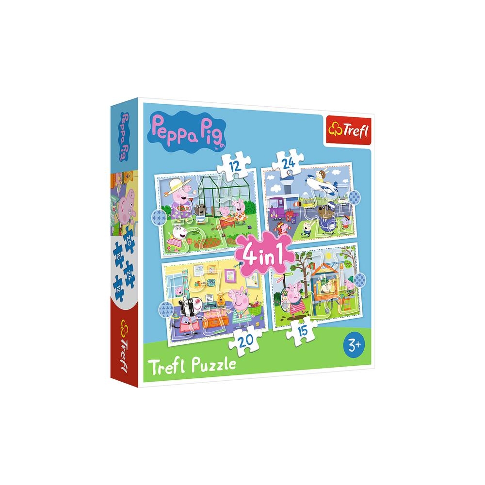 Dėlionė – 4-in-1 (12, 15, 20, 24) – Atostogų prisiminimai – Peppa Pig – Trefl 34359-Žaislai, Dėlionės, Dėlionės iki 500 detalių-