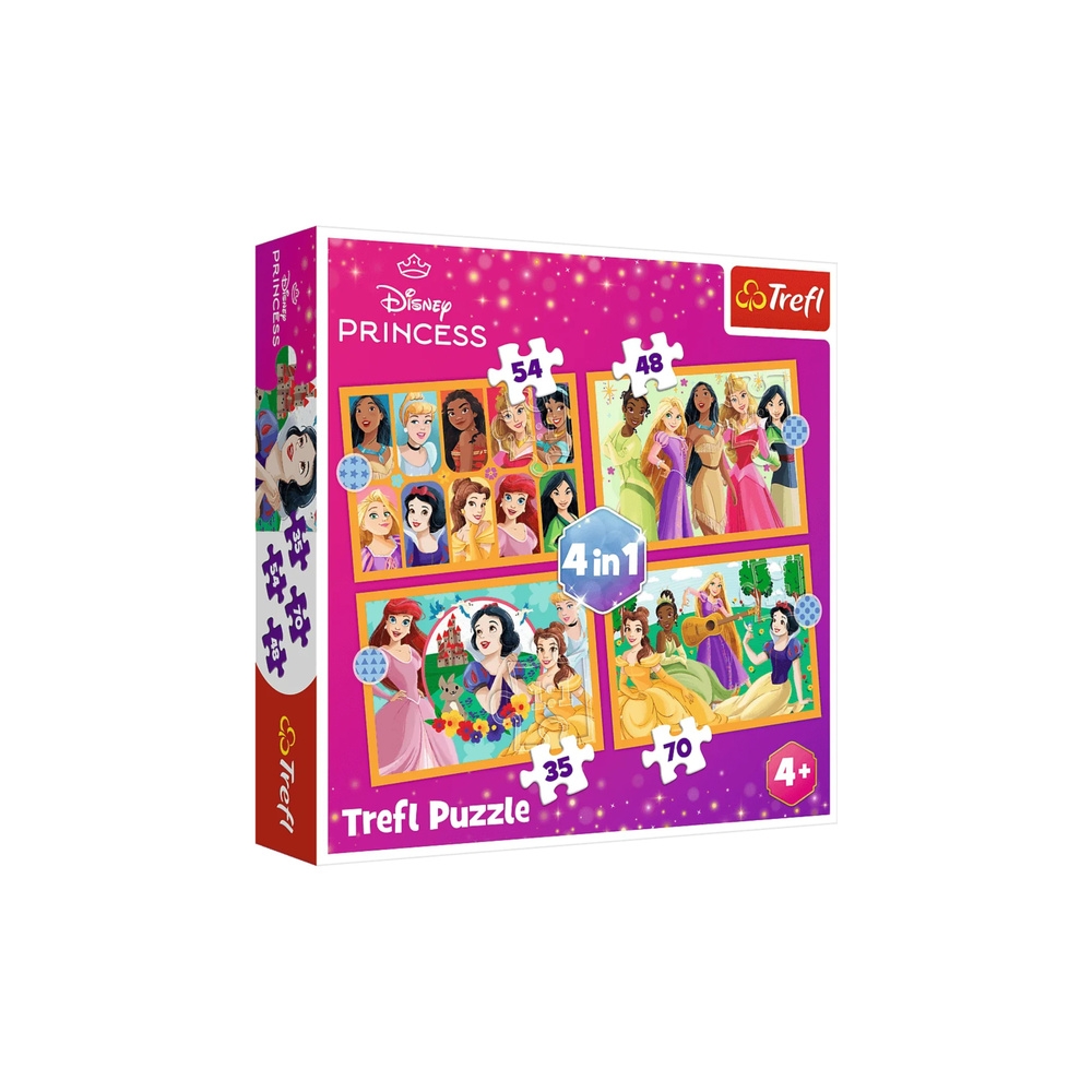 Puzzle - 4w1 (35, 48, 54, 70) - Bajkowe historie - Disney Princess - Trefl 34651
