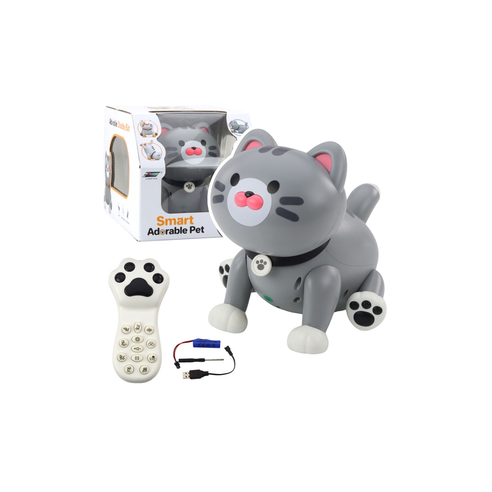 Interaktywny Robot Kotek Zdalnie Sterowany RC Pilot Szary