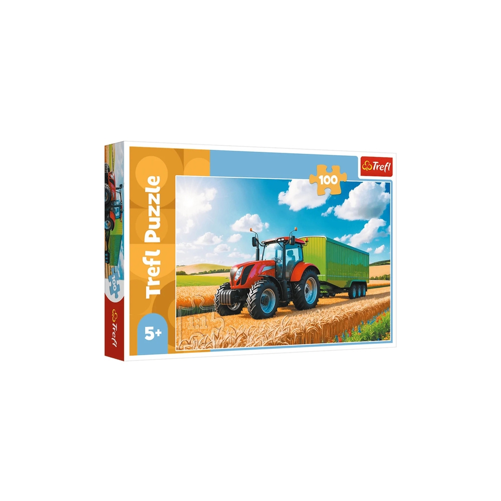 Puzzle - 100 - Maszyny rolnicze - Traktor z przyczepą - Trefl 16494