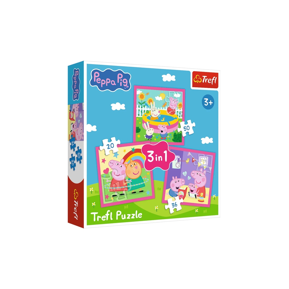 Dėlionė – 3-in-1 (20, 36, 60) – Peppa ir draugai – Peppa – Trefl 34873-Žaislai, Dėlionės, Dėlionės iki 500 detalių-e-vaikas