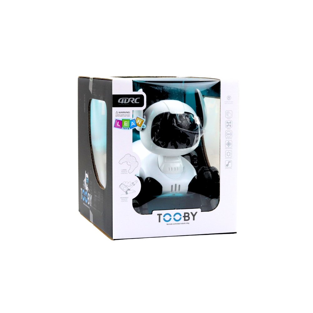 Robot Pies TOOBY Zdalnie Sterowany RC 360° Światła Dźwięki Biało-Czarny