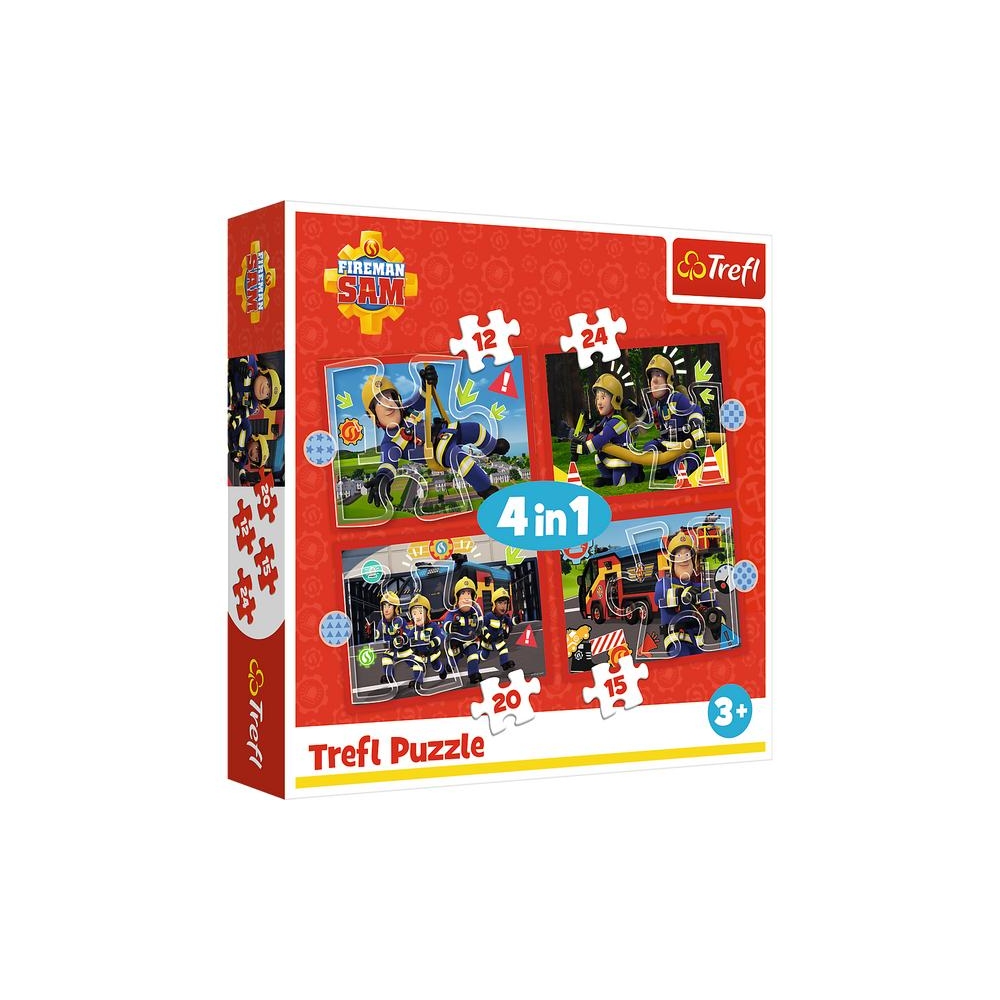 Puzzle - 4w1 (12, 15, 20, 24) - Przygody strażaka Sama - Strażak Sam - Trefl 34632