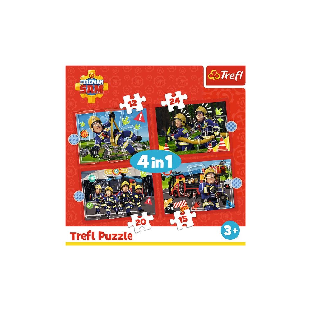 Puzzle - 4w1 (12, 15, 20, 24) - Przygody strażaka Sama - Strażak Sam - Trefl 34632