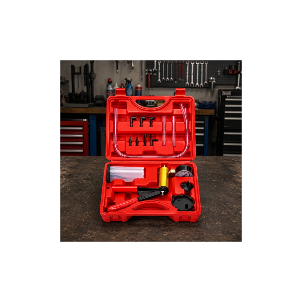 Pompa Próżniowa Podciśnieniowa Do Hamulców Manometr Zestaw Walizka 120ml