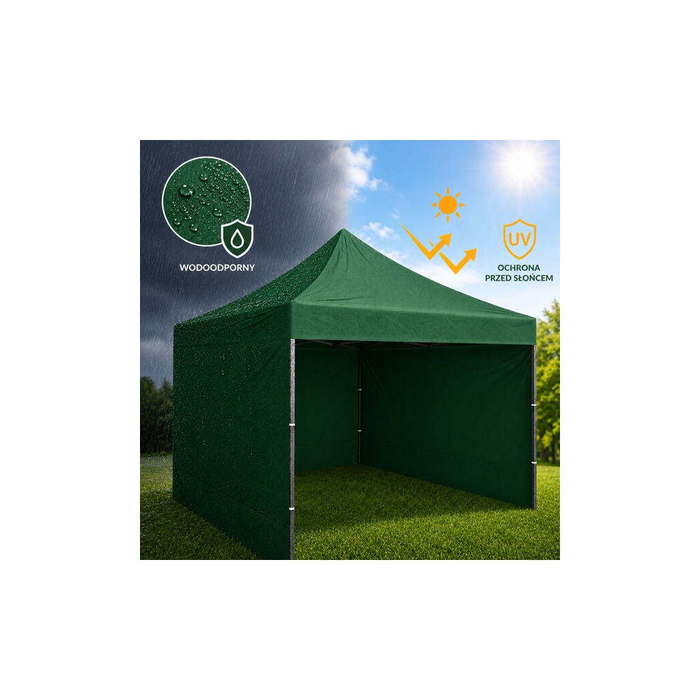 Namiot Ogrodowy Ekspresowy Pawilon Handlowy Cateringowy Zielony 3x3M