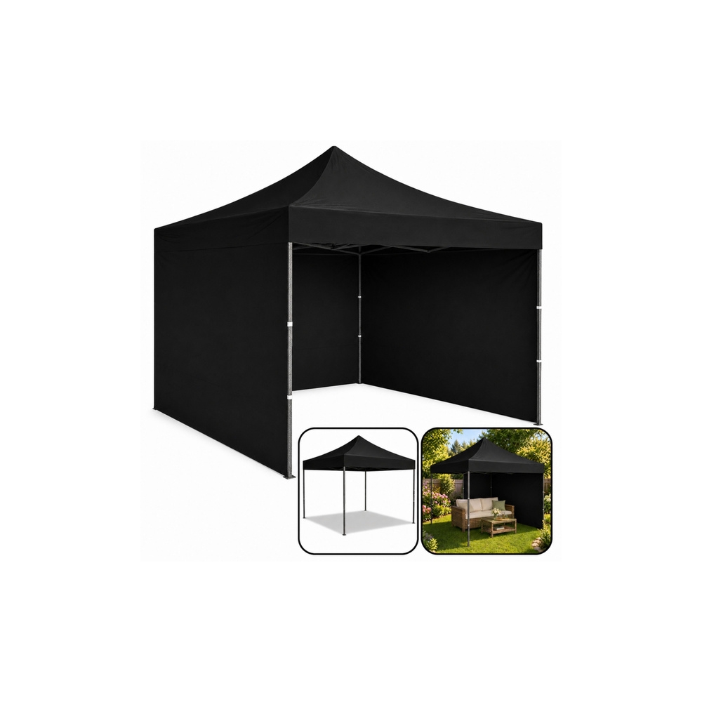 Namiot Ogrodowy Ekspresowy Pawilon Handlowy Cateringowy Czarny 3x3M