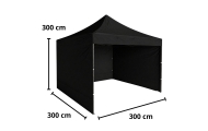 Namiot Ogrodowy Ekspresowy Pawilon Handlowy Cateringowy Czarny 3x3M