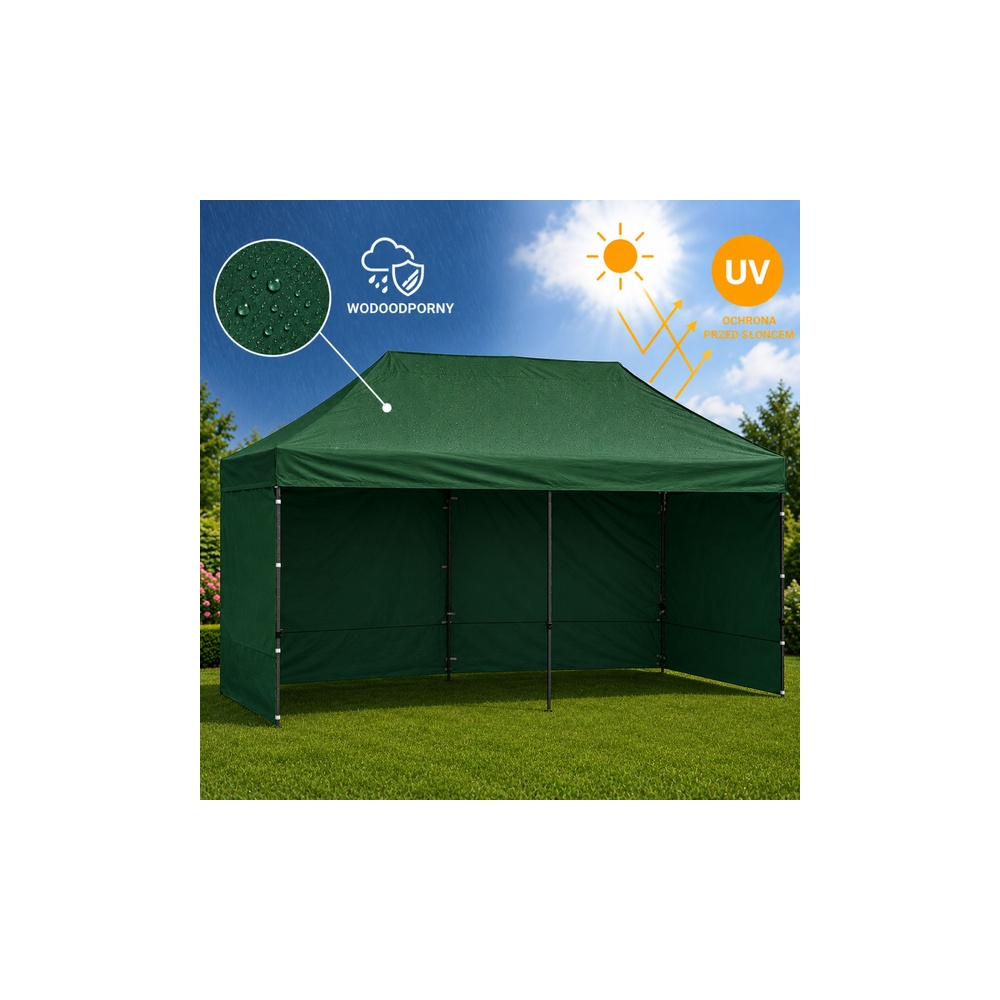 Namiot Ekspresowy Ogrodowy Cateringowy Pawilon Handlowy Zielony 3x6 M