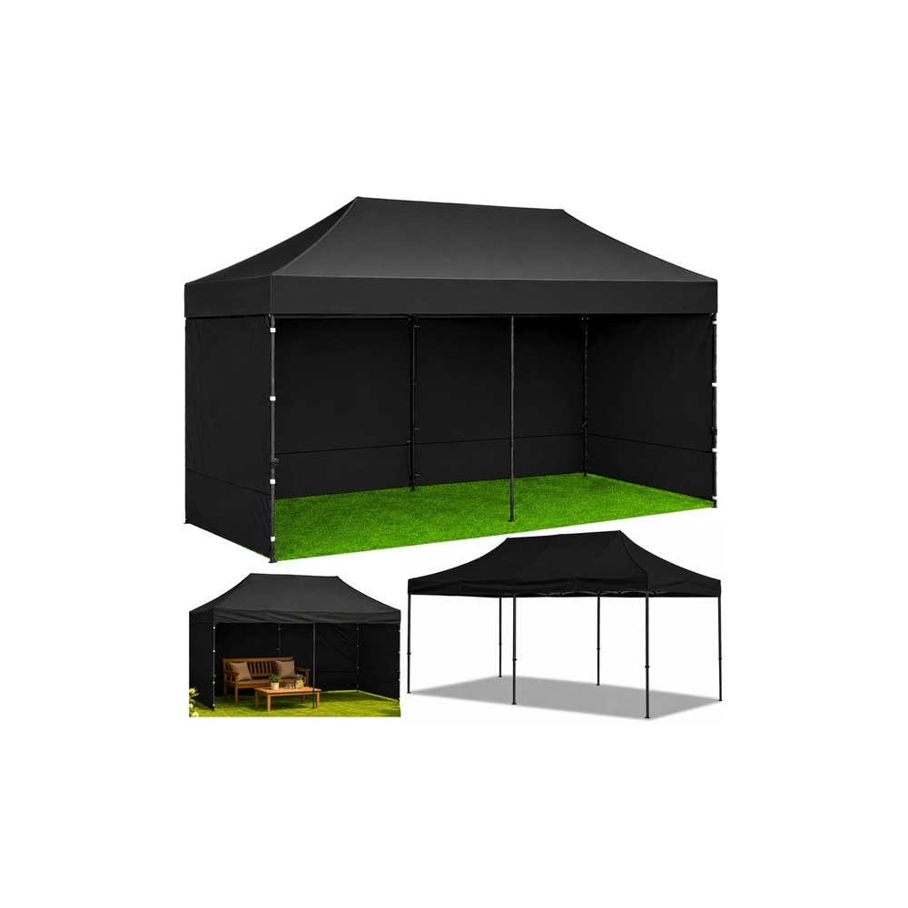 Namiot Ekspresowy Ogrodowy Cateringowy Pawilon Handlowy Czarny 3x6 M