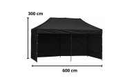 Namiot Ekspresowy Ogrodowy Cateringowy Pawilon Handlowy Czarny 3x6 M