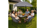 Zestaw Meble Ogrodowe Stół Krzesła Metalowe Parasol Na Balkon Taras Ogród
