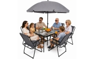 Zestaw Meble Ogrodowe Stół Krzesła Metalowe Parasol Na Balkon Taras Ogród