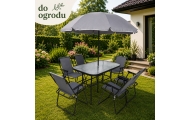Zestaw Meble Ogrodowe Stół Krzesła Metalowe Parasol Na Balkon Taras Ogród