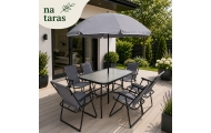 Zestaw Meble Ogrodowe Stół Krzesła Metalowe Parasol Na Balkon Taras Ogród