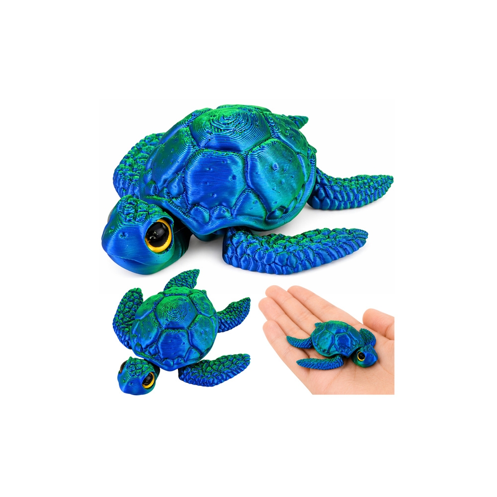 3D jūrų vėžlio figūrėlė su judančiomis pelekais ir galva, mėlynai žalia, 8 cm-Žaislai, Figūrėlės ir herojai-e-vaikas