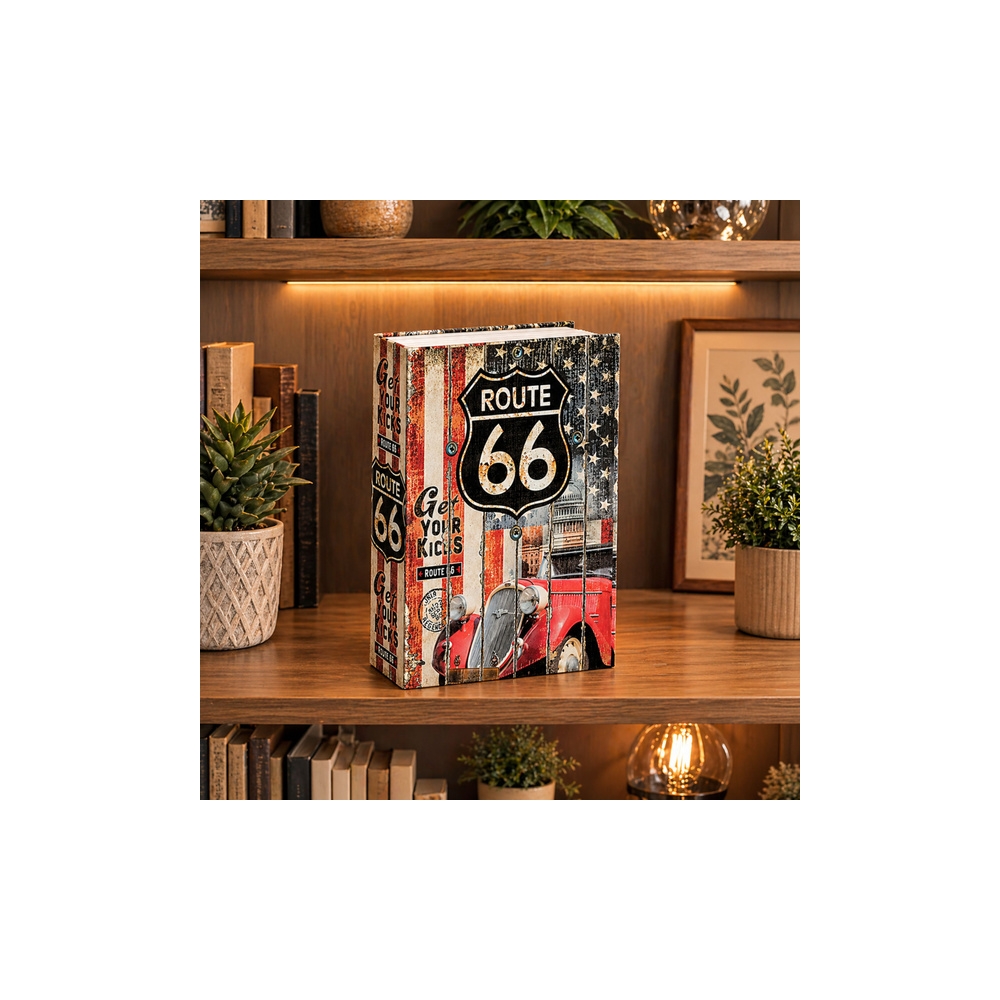Książka Sejf Na Klucz Mała Kasetka Skrytka Na Pieniądze Route 66